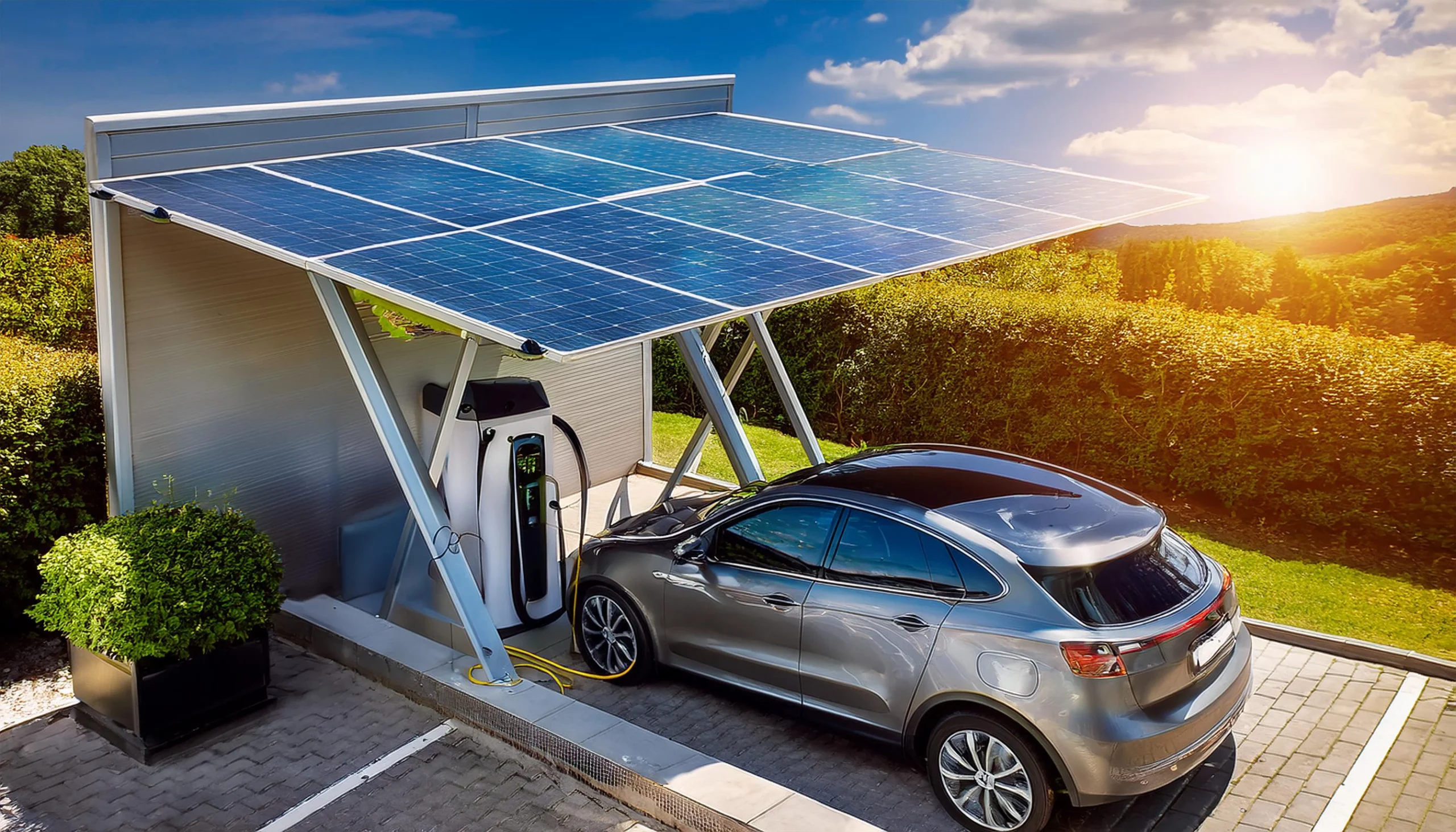 Cargar coche eléctrico con placas solares