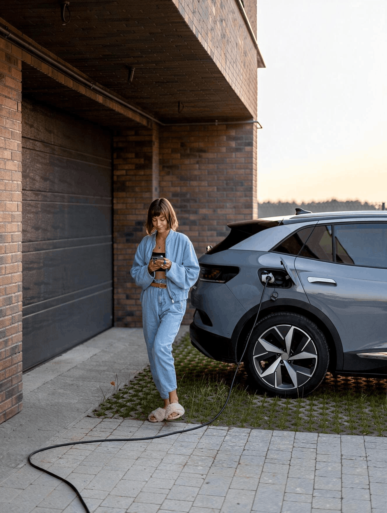 Coche eléctrico conectado a un cargador en Navarra